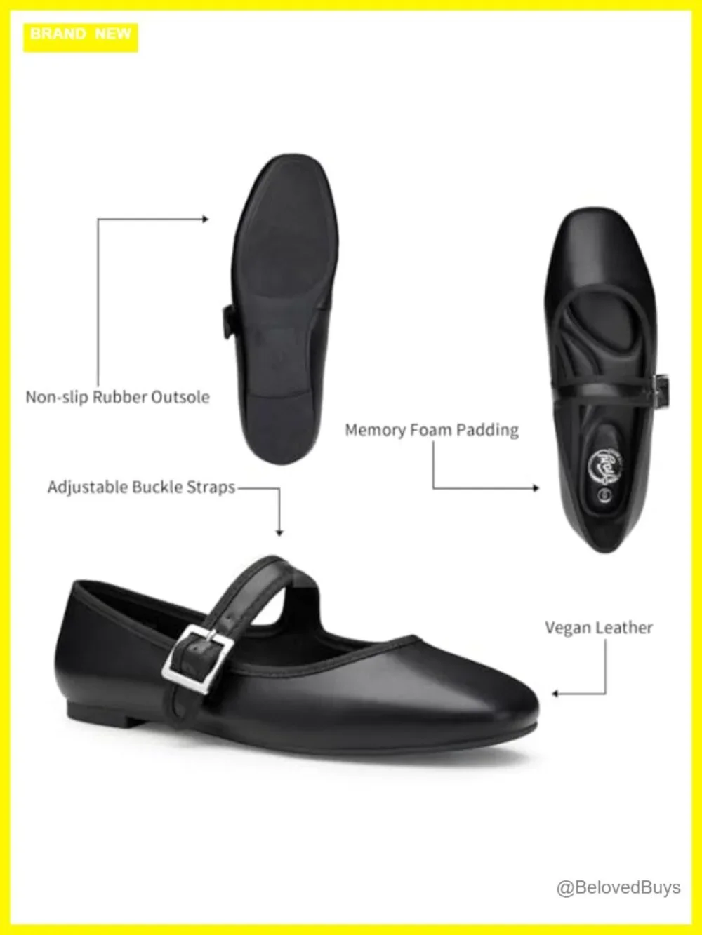 Square Toe Velvet Mary Jane Ballet Flats with Cushioned Insole